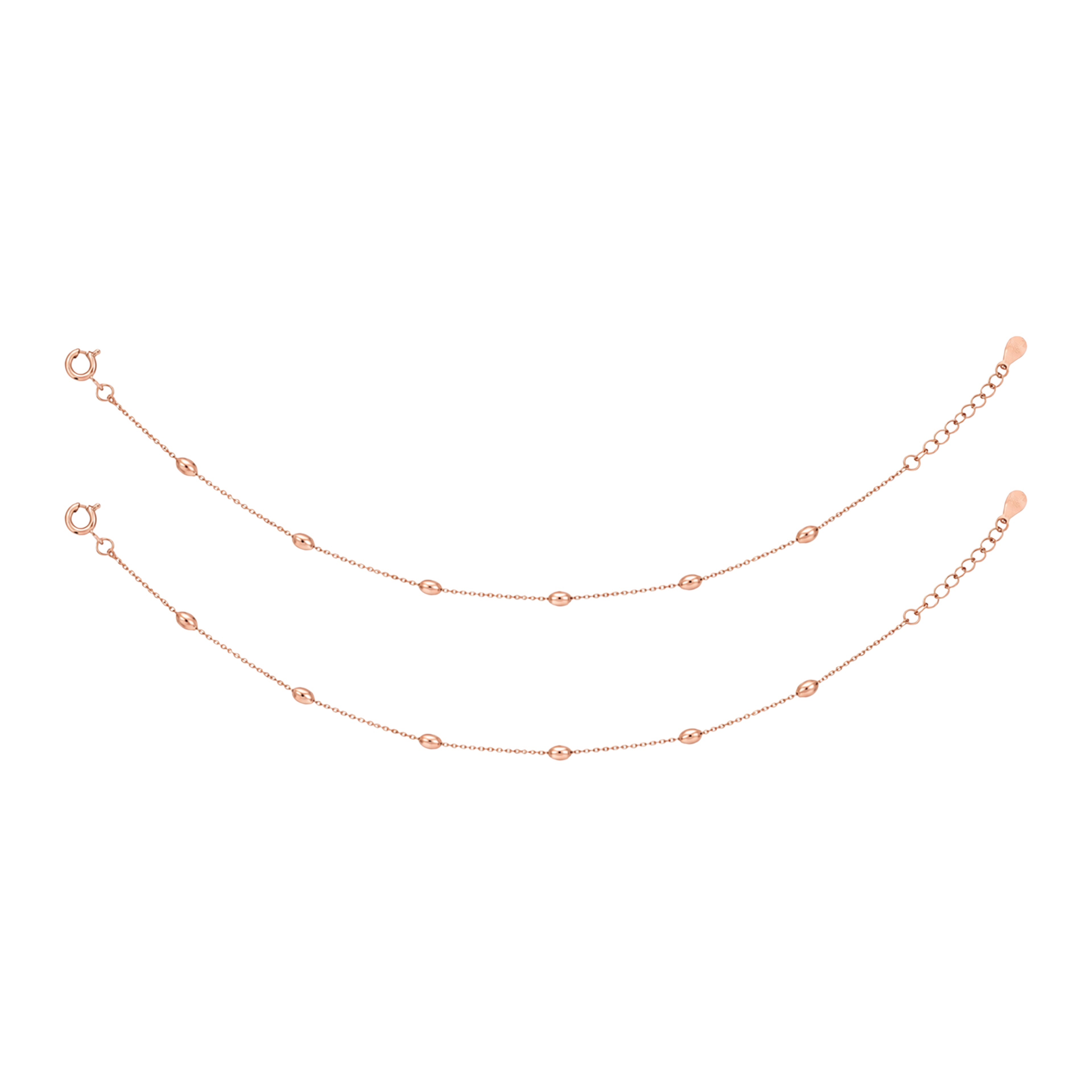Minimalist Rose Gold Bead Silver Anklet