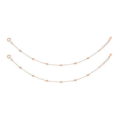 Minimalist Rose Gold Bead Silver Anklet