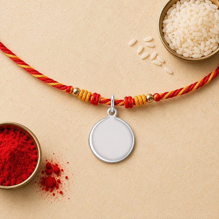 Minimalist Round Silver Rakhi Pendant