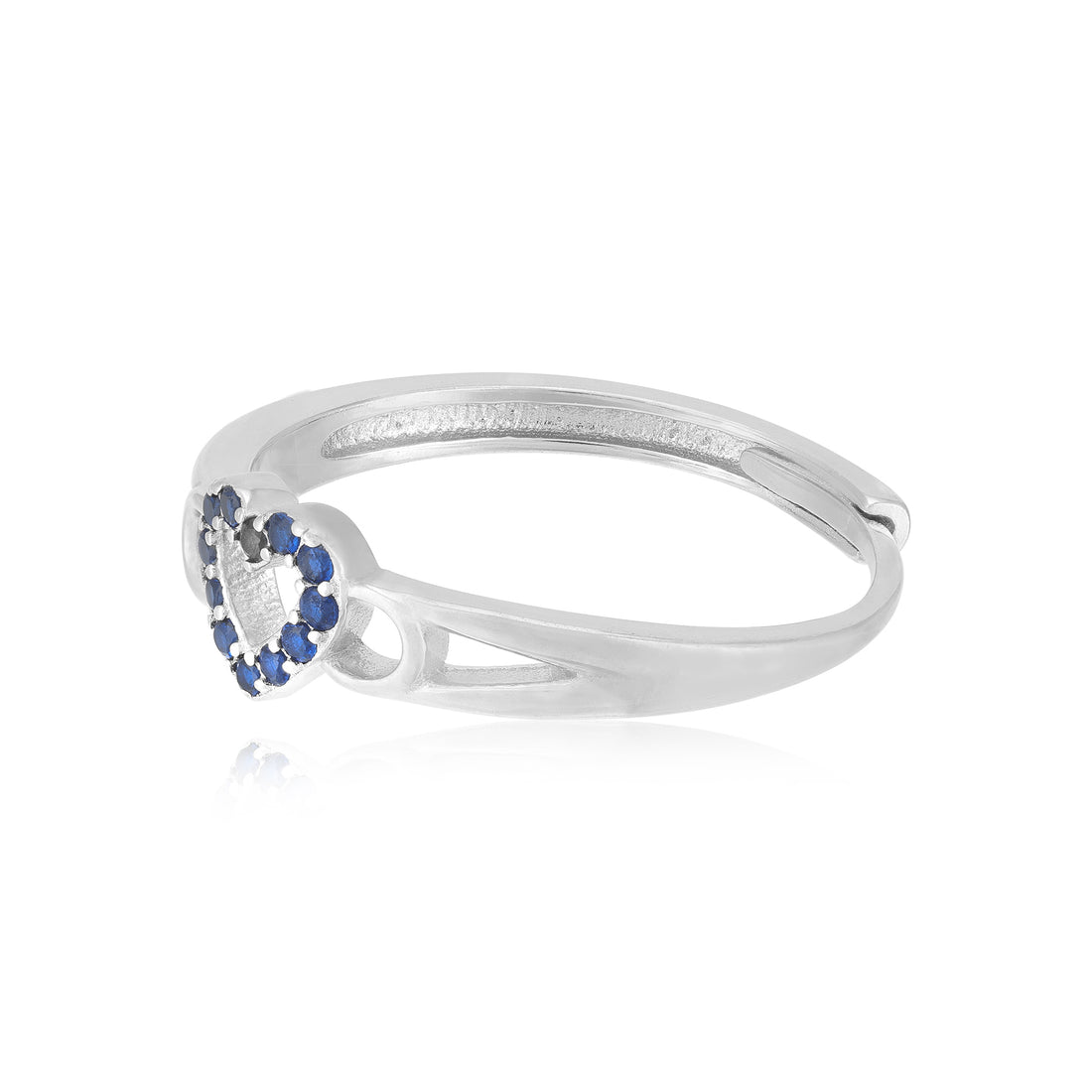 Minimalist Royal Blue Rhodium Plated Centred Heart Rings