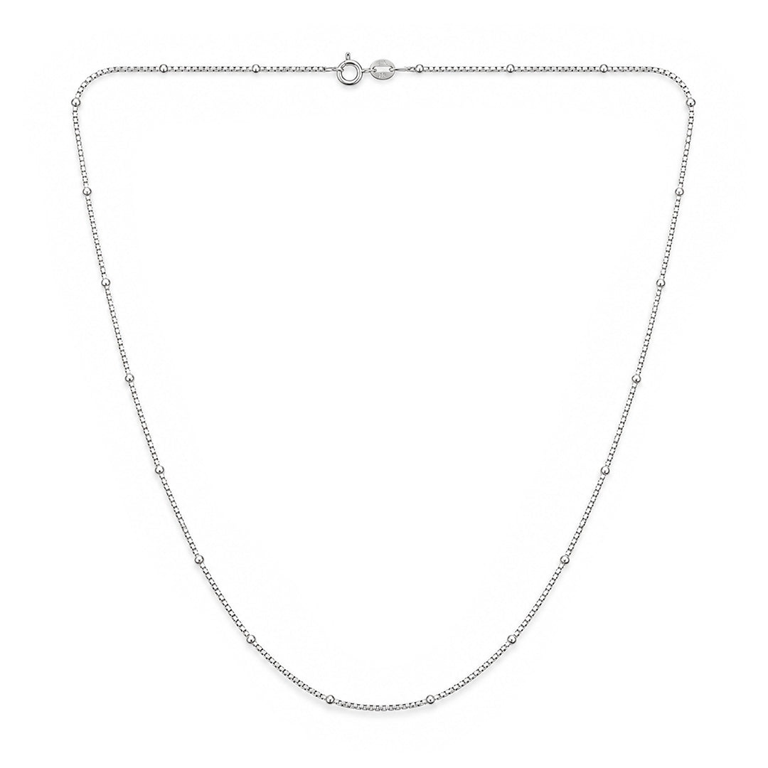 Minimalist Satellite Bead Station Sterling Silver Chain