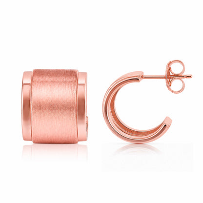 Minimalist Satin Finish Rose Gold Huggie Hoop Earrings