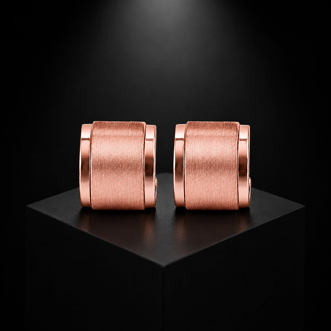 Minimalist Satin Finish Rose Gold Huggie Hoop Earrings