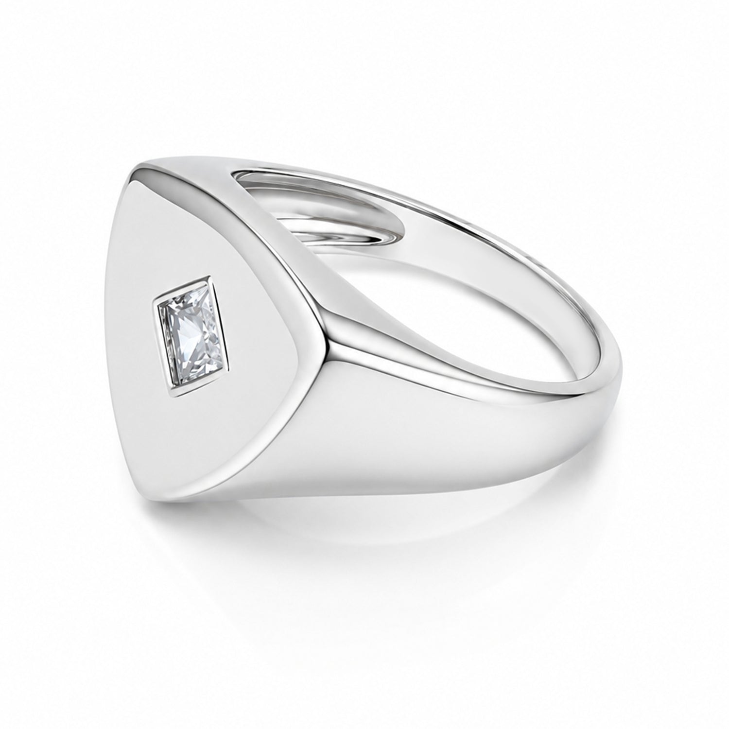 Minimalist Triangle Signet Ring Princess Cut Crystal