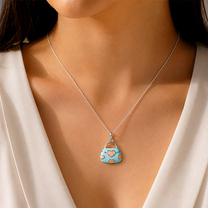 Mint Heart 925 Sterling Silver Handbag Charm Pendant
