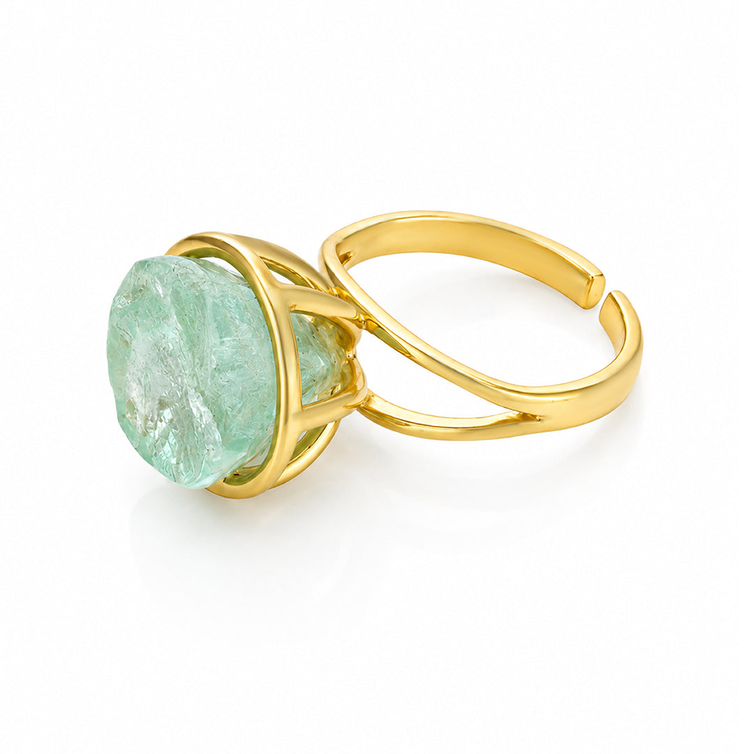 Mint Crystal Halo 925 Sterling Silver Statement Ring