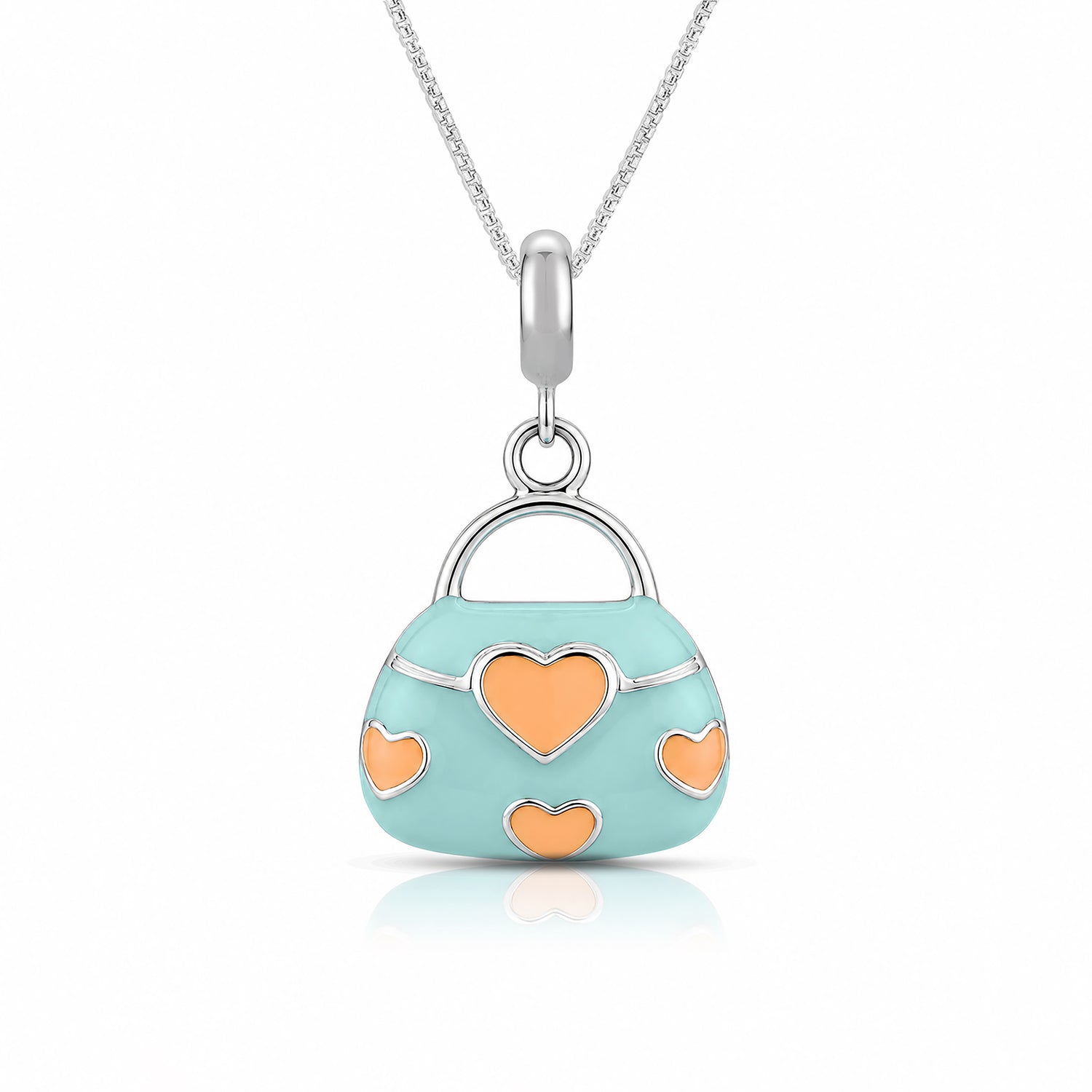 Mint Heart 925 Sterling Silver Handbag Charm Pendant