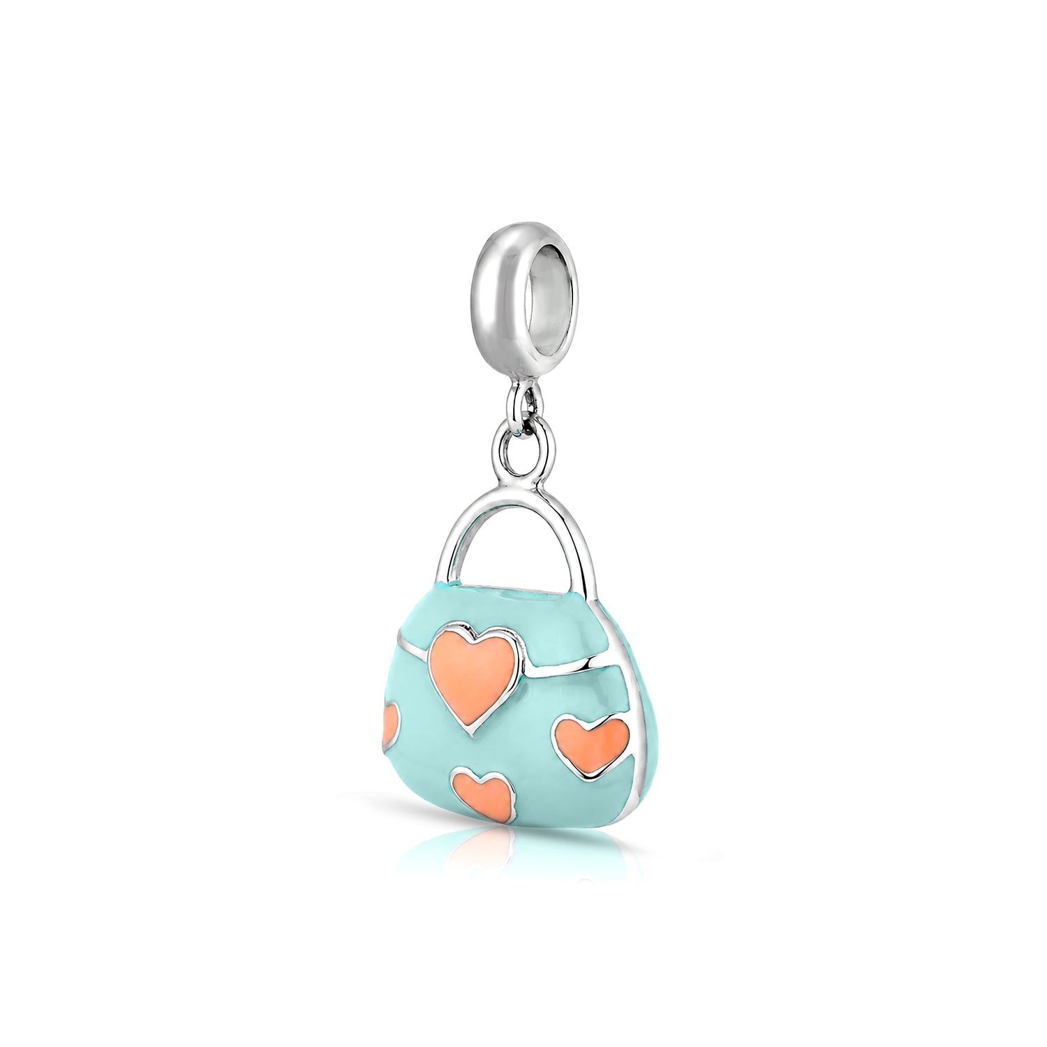 Mint Heart 925 Sterling Silver Handbag Charm Pendant