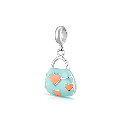 Mint Heart 925 Sterling Silver Handbag Charm Pendant