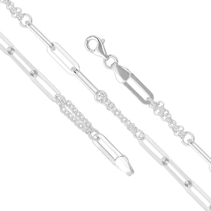 Modern Alternating Link Style 925 Sterling Silver Bracelet for Men