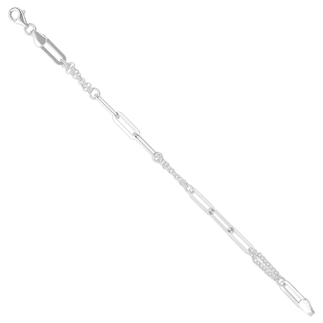 Modern Alternating Link Style 925 Sterling Silver Bracelet for Men