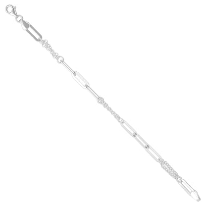 Modern Alternating Link Style 925 Sterling Silver Bracelet for Men