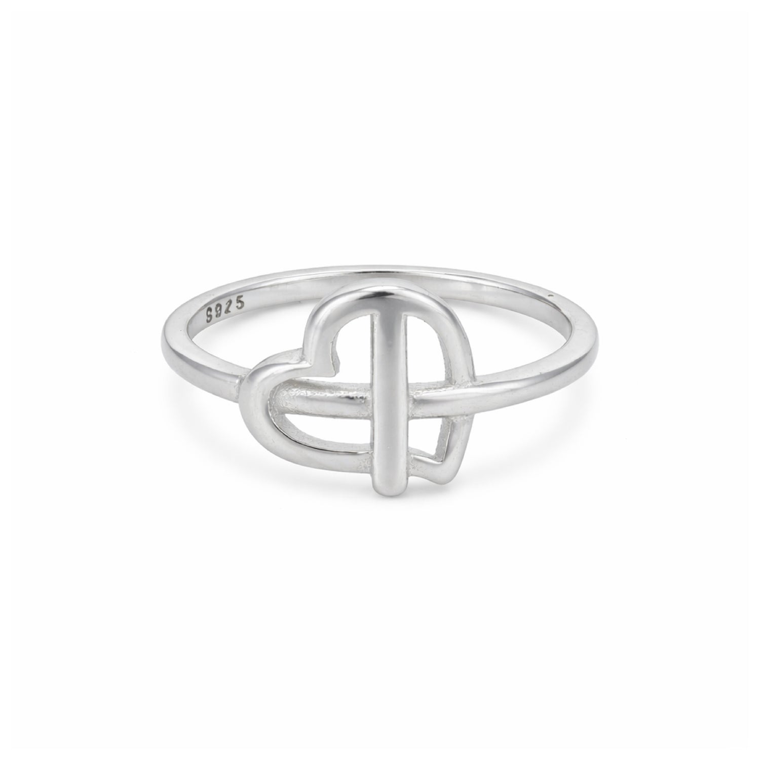 Modern Heart Knot 925 Sterling Silver Ring for Women