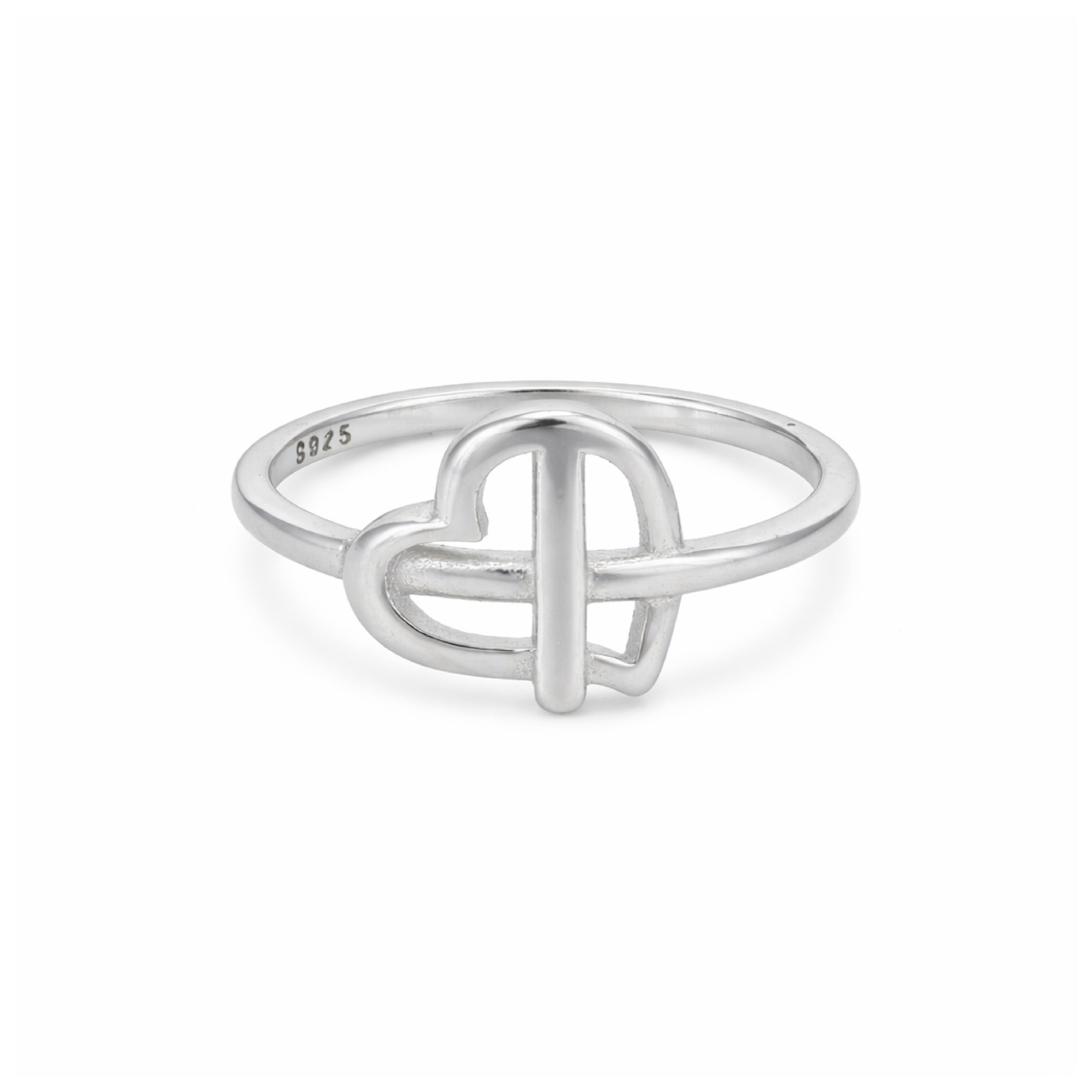 Modern Heart Knot 925 Sterling Silver Ring for Women