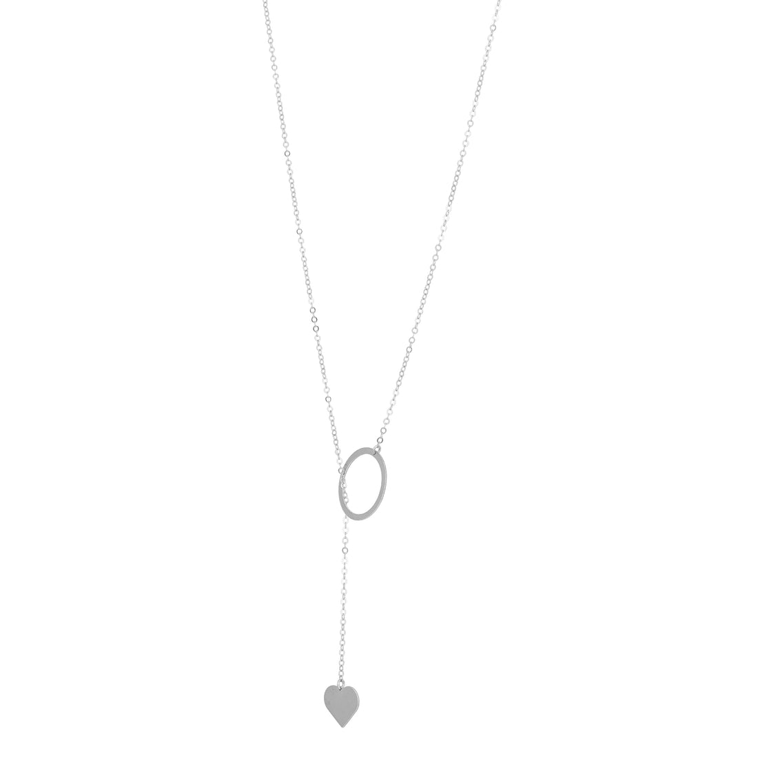 Modern Lariat Heart Drop 925 Sterling Silver Chain Pendant for women