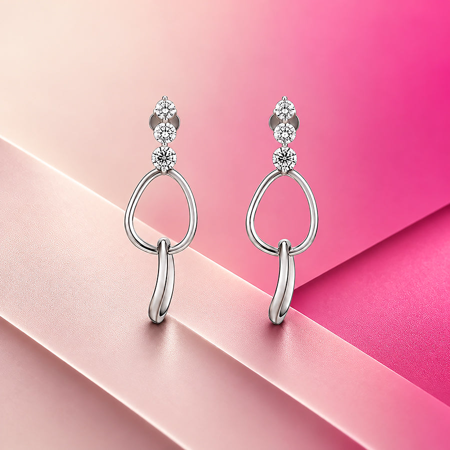 Modern Loop Hoop 925 Sterling Silver Earrings for Women