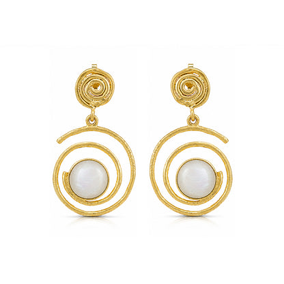 Modern Moonstone Swirl 925 Sterling Silver Earrings