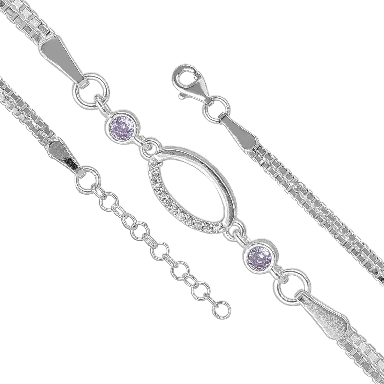 Modern Oval Chain 925 Sterling Silver Bracelet for women