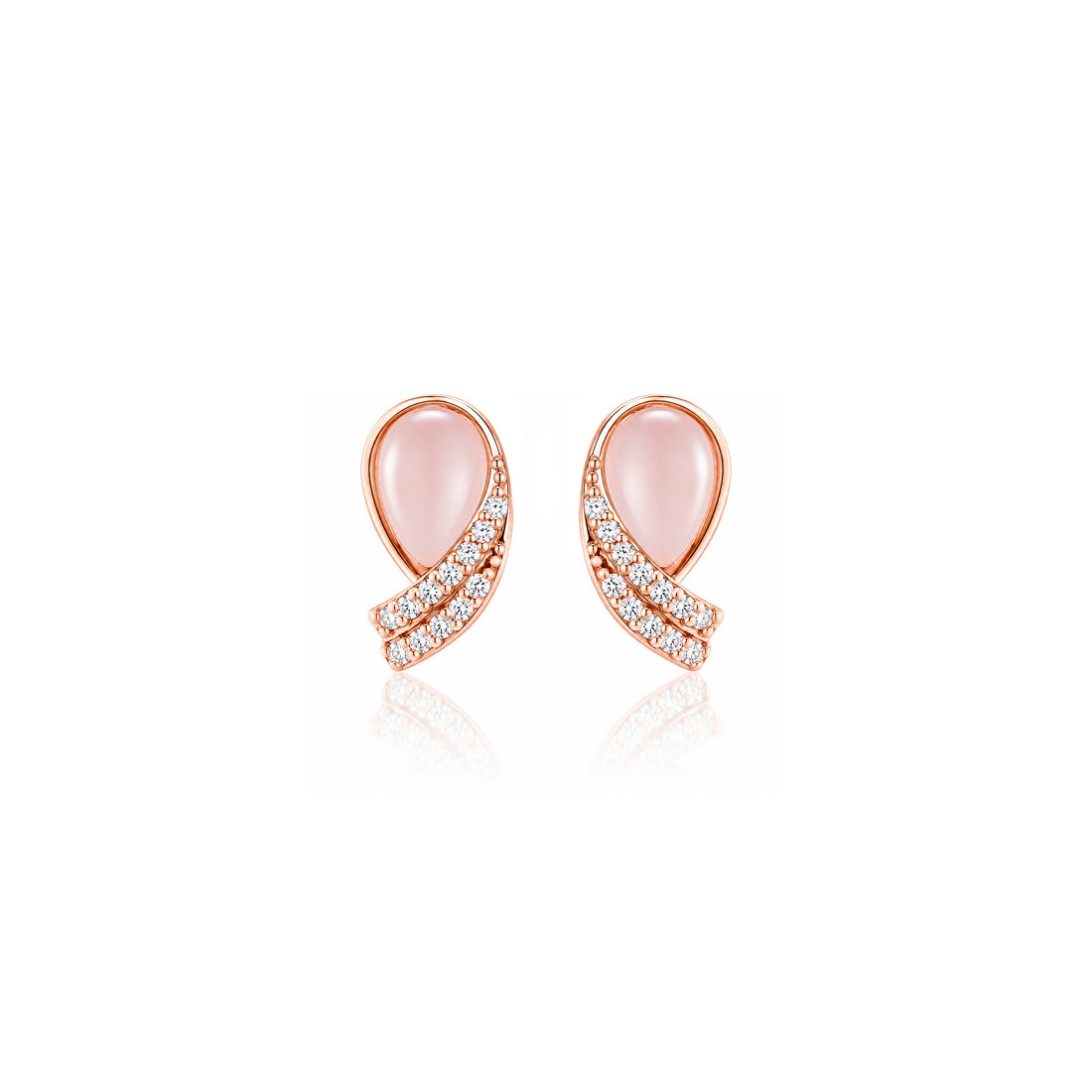 Modern Rose Curve Sparkle 925 Sterling Silver Stud for Women