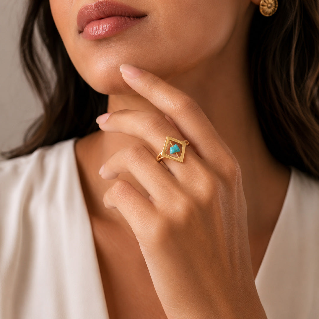 Modern Square 925 Sterling Silver Cocktail Ring