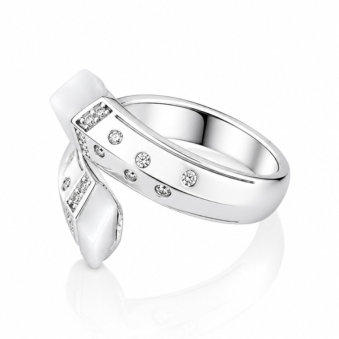 Modern White Enamel 925 Sterling Silver Designer Ring