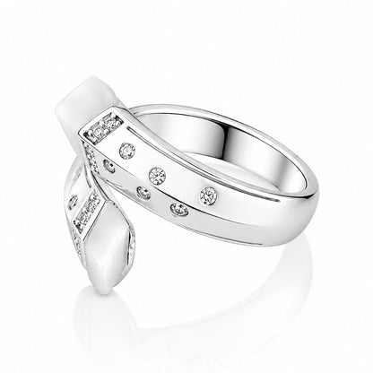 Modern White Enamel 925 Sterling Silver Designer Ring