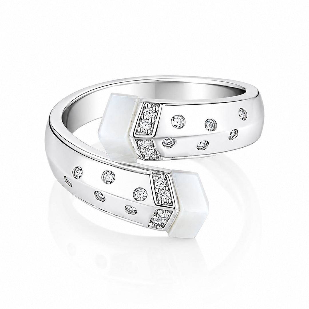 Modern White Enamel 925 Sterling Silver Designer Ring