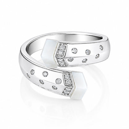 Modern White Enamel 925 Sterling Silver Designer Ring