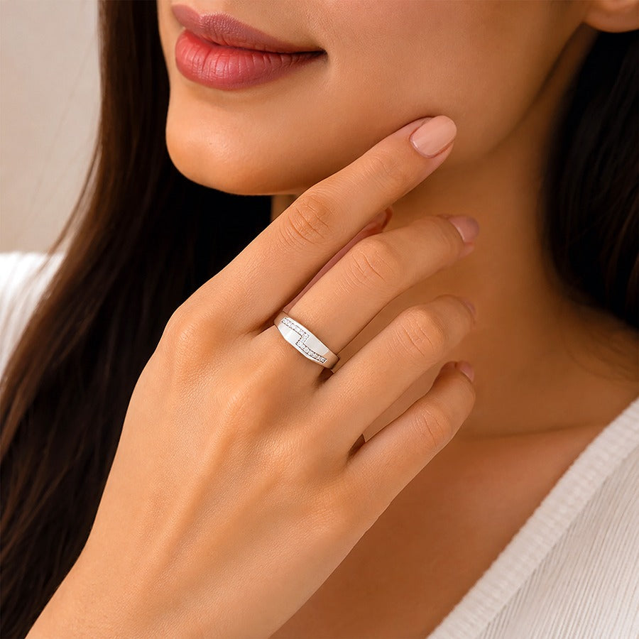 Modern Zigzag Spark 925 Sterling Silver Statement Ring