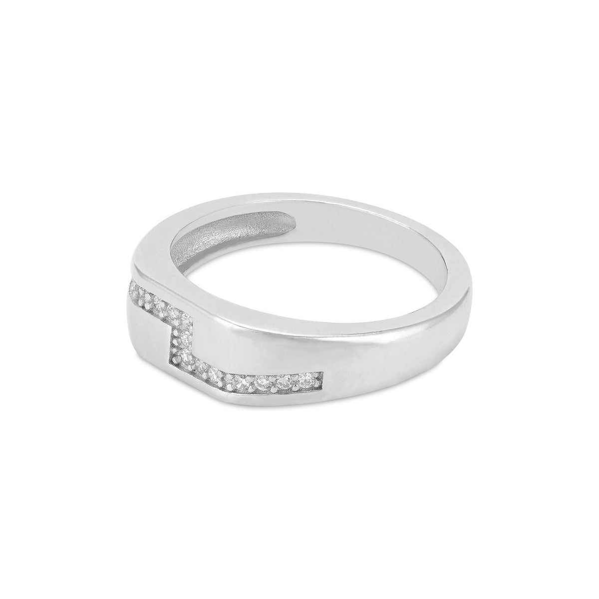 Modern Zigzag Spark 925 Sterling Silver Statement Ring