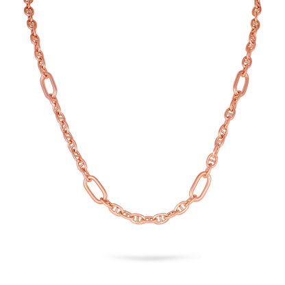 Modern Alternating Link Rose Gold 925 Sterling Silver Chain for Women