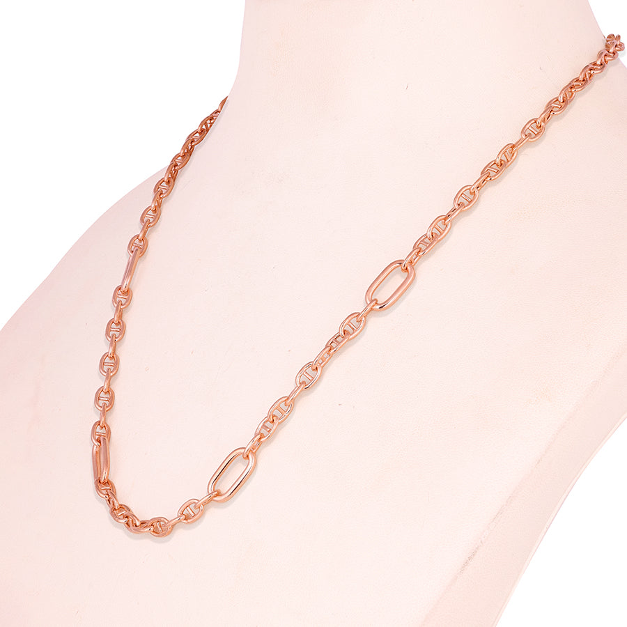 Modern Alternating Link Rose Gold 925 Sterling Silver Chain for Women