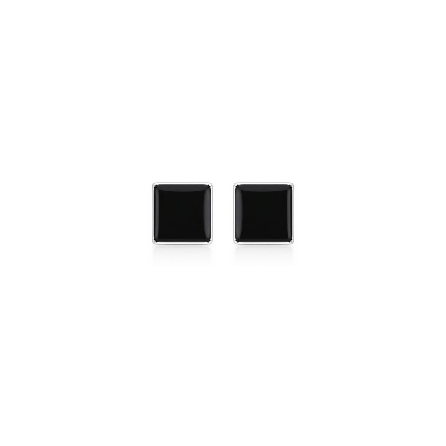 Modern Black Geometry Silver Stud Earrings