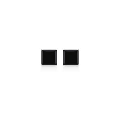 Modern Black Geometry Silver Stud Earrings
