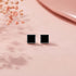 Modern Black Geometry Silver Stud Earrings