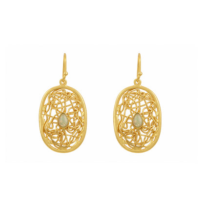 Modern Filigree Opal 925 Sterling Silver Earrings