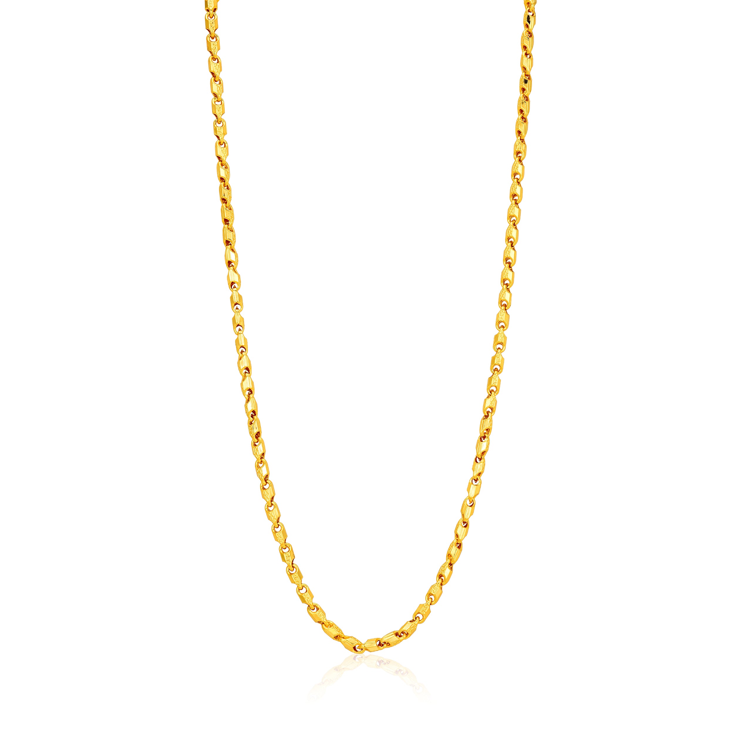 Modern Flat Profile Oval Link 925 Sterling Silver Gold Plated Chain for Men