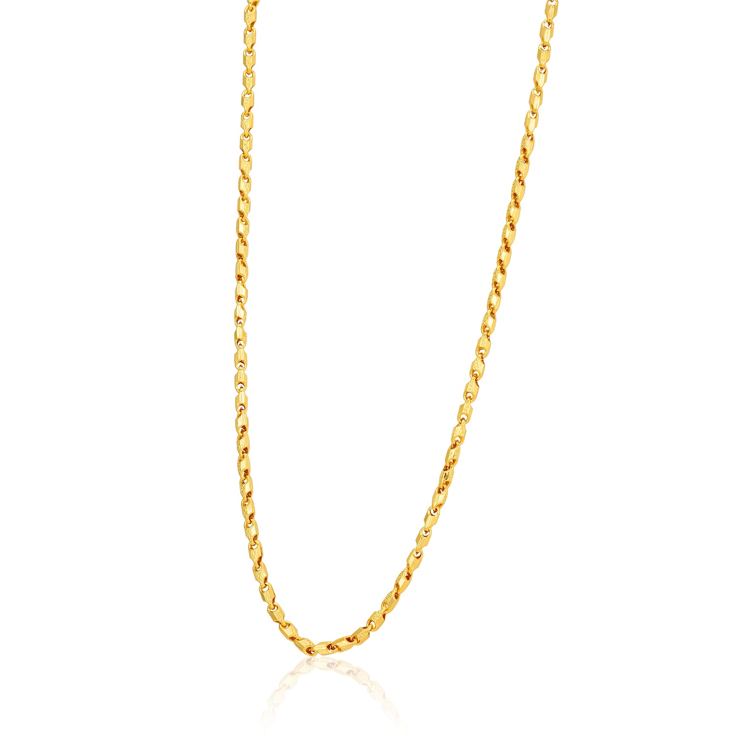 Modern Flat Profile Oval Link 925 Sterling Silver Gold Plated Chain for Men