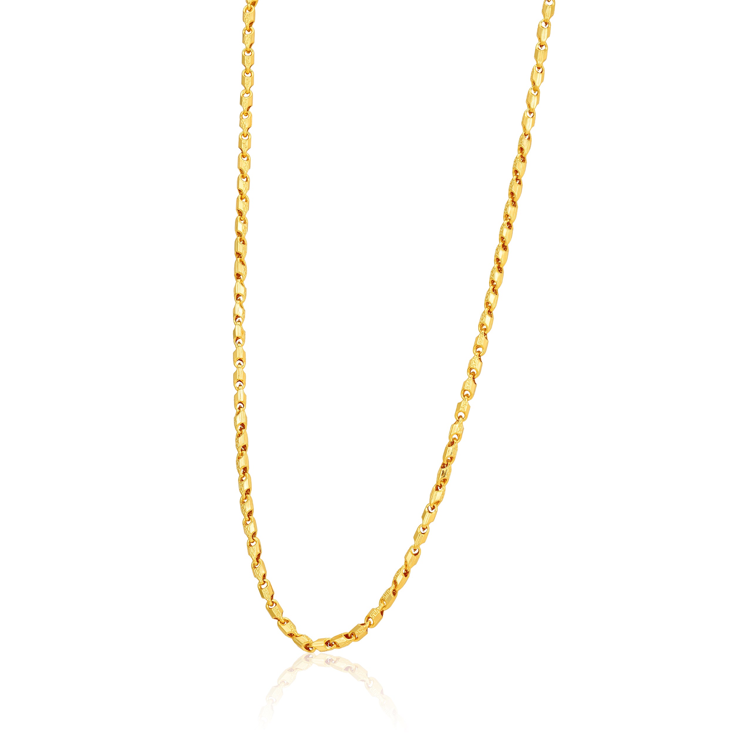 Modern Flat Profile Oval Link 925 Sterling Silver Gold Plated Chain for Men