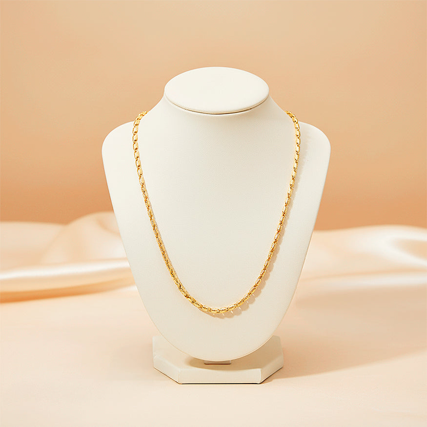 Modern Flat Profile Oval Link 925 Sterling Silver Gold Plated Chain for Men