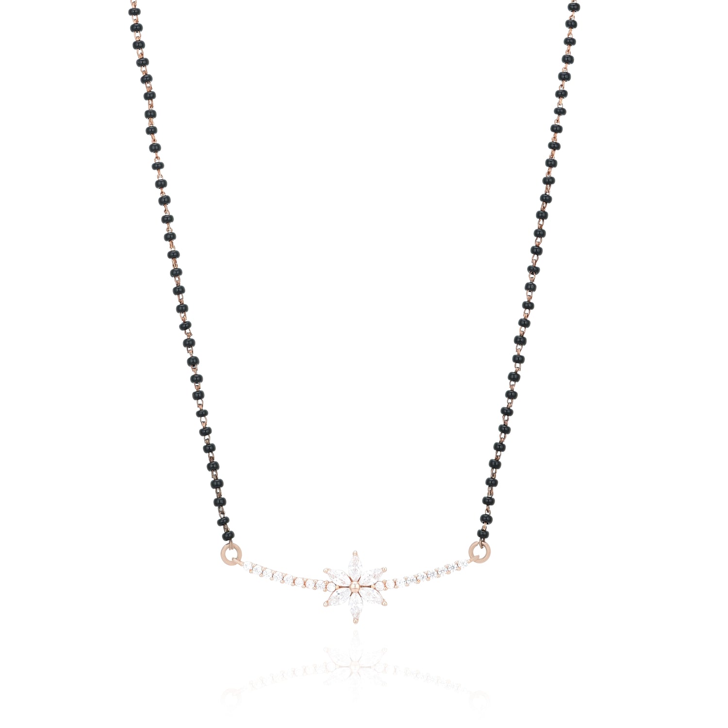 Modern Floral Starburst Rose Gold 925 Silver Mangalsutra