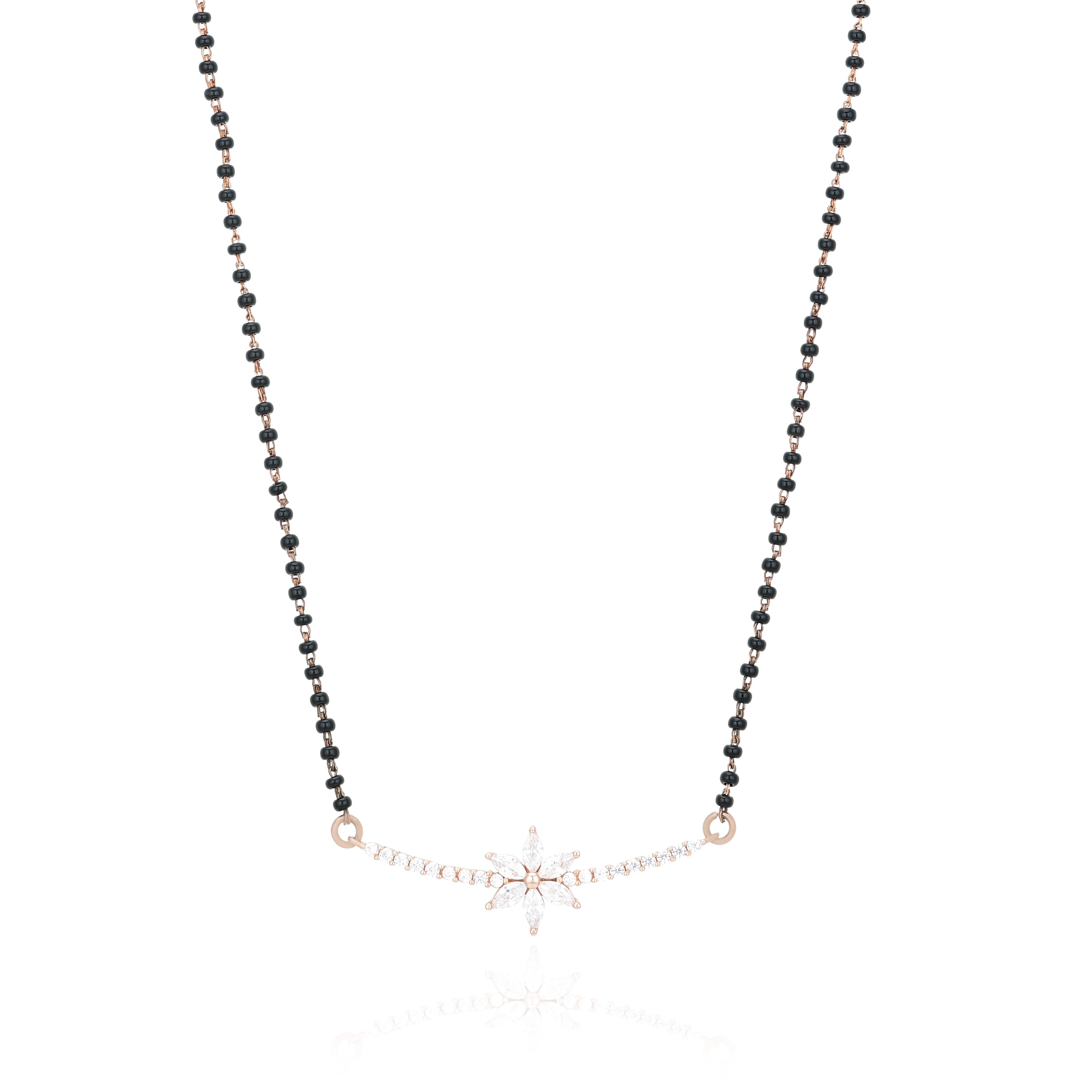 Modern Floral Starburst Rose Gold 925 Silver Mangalsutra