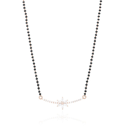 Modern Floral Starburst Rose Gold 925 Silver Mangalsutra