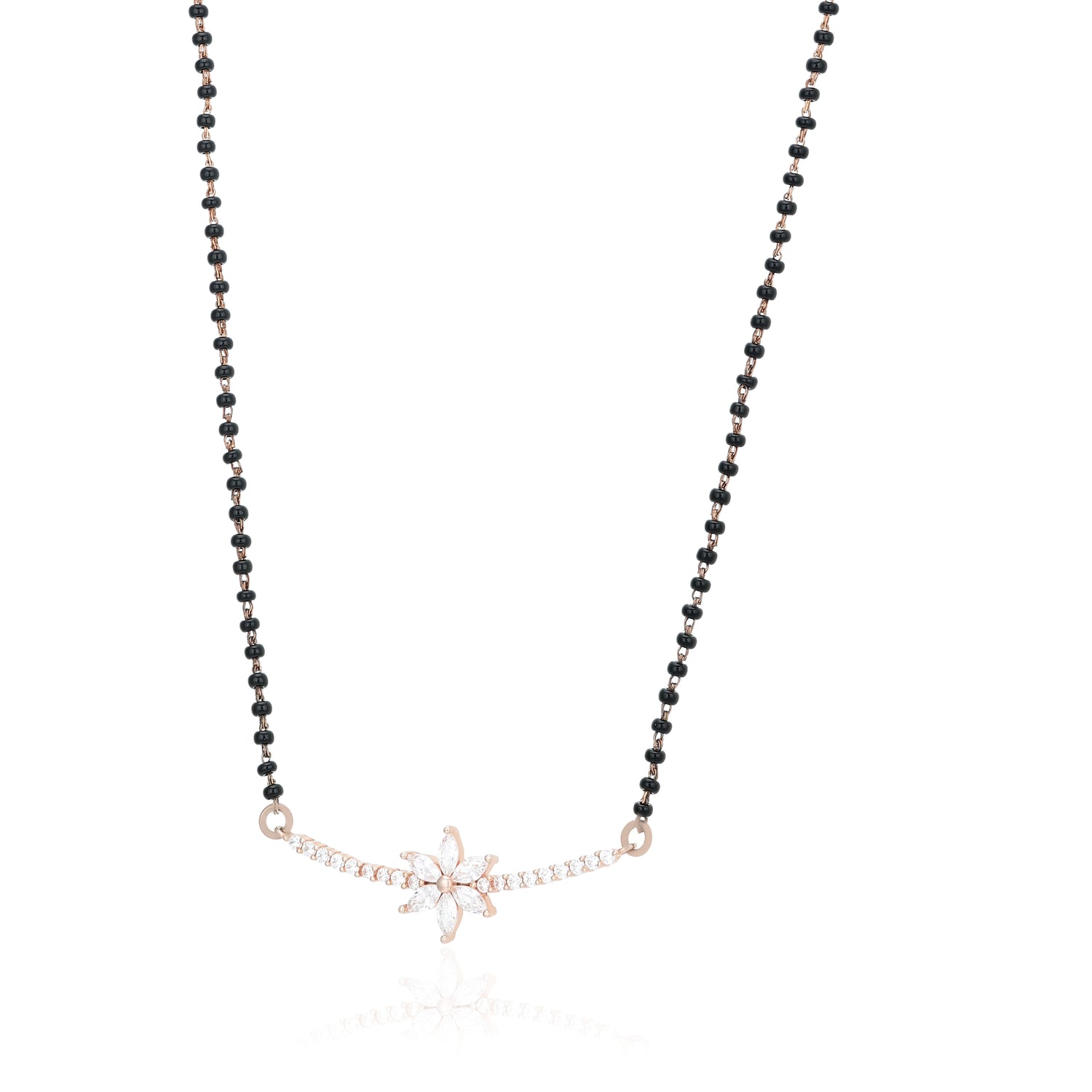 Modern Floral Starburst Rose Gold 925 Silver Mangalsutra