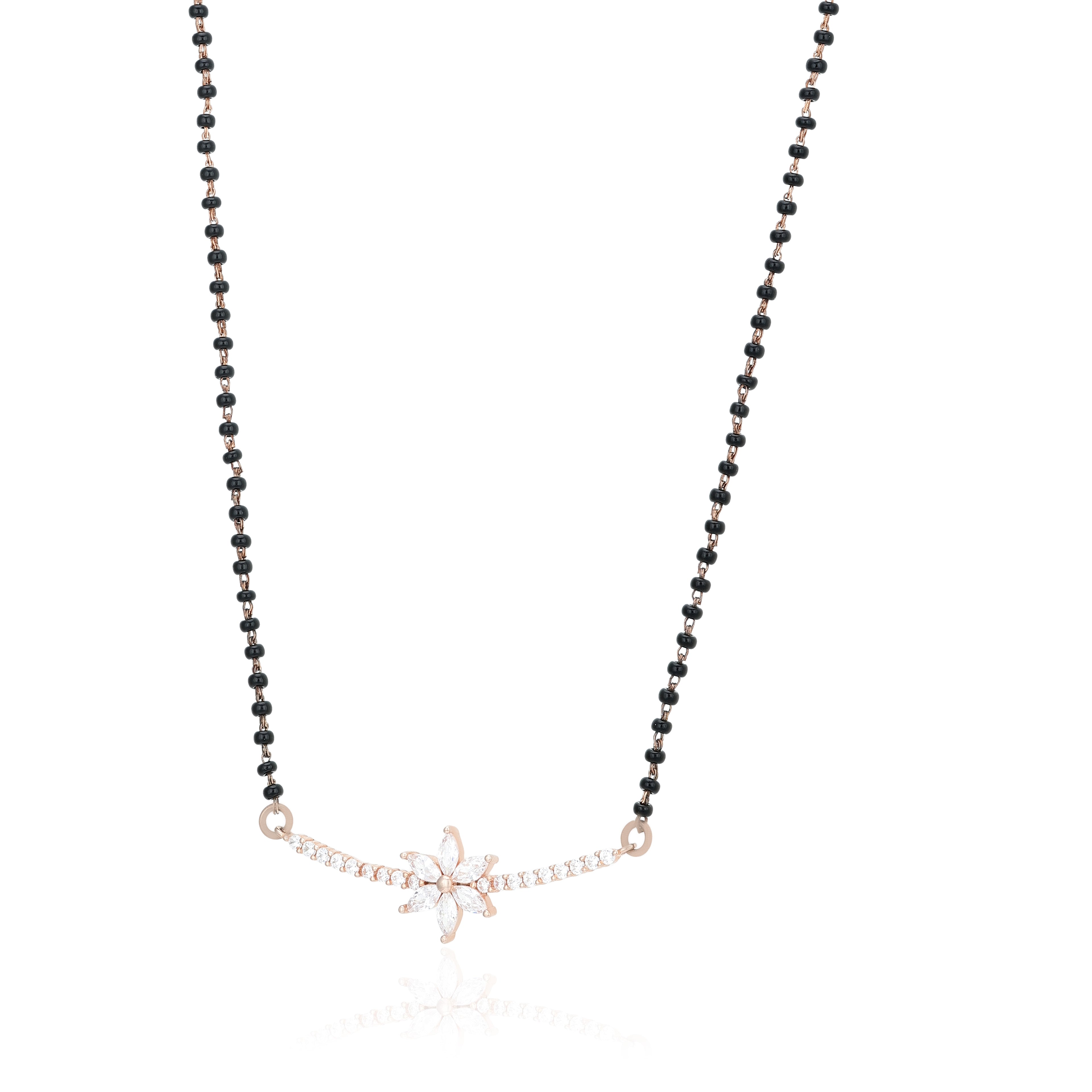 Modern Floral Starburst Rose Gold 925 Silver Mangalsutra