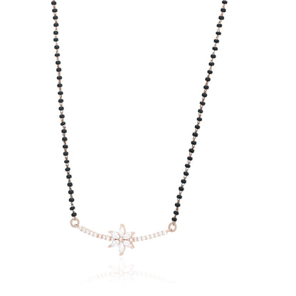 Modern Floral Starburst Rose Gold 925 Silver Mangalsutra