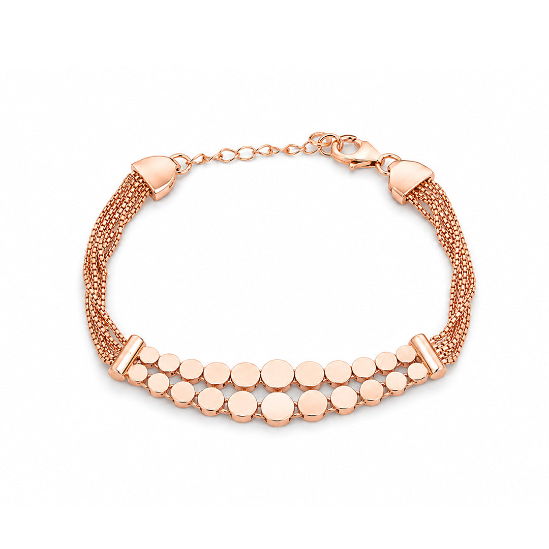 Modern Geometric Dual-Tier Disc Rose Gold Silver Bracelet