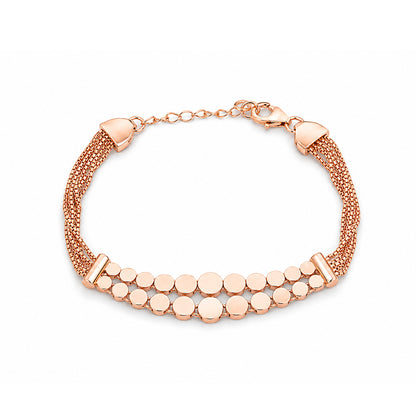 Modern Geometric Dual-Tier Disc Rose Gold Silver Bracelet