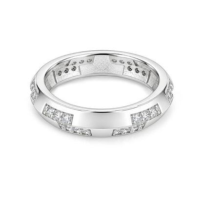 Modern Geometric Pave Stackable Sterling Silver Ring