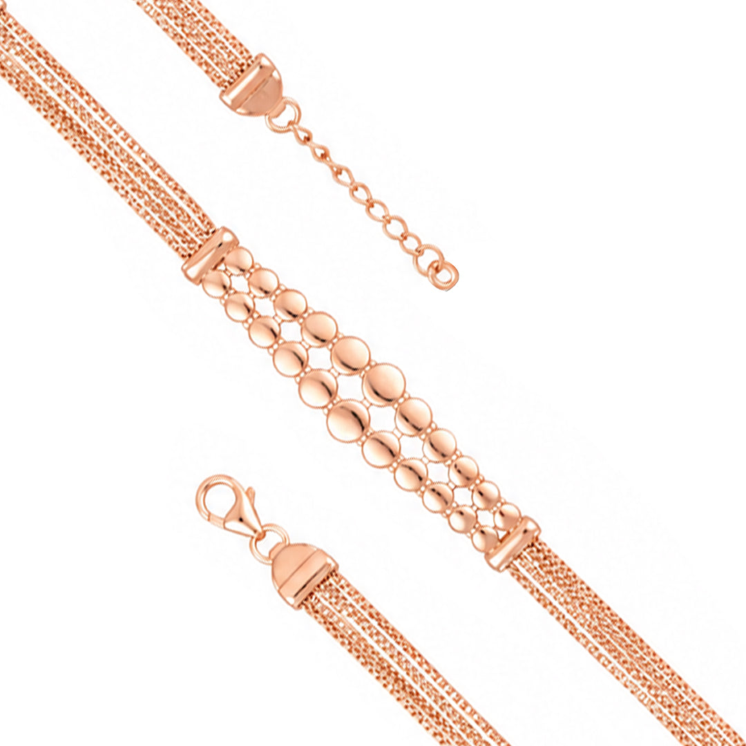Modern Geometric Dual-Tier Disc Rose Gold Silver Bracelet